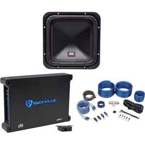 MTX S6510-44 10" 500 Watt RMS Car Audio Square Subwoofer+Mono Amplifier+Amp Kit