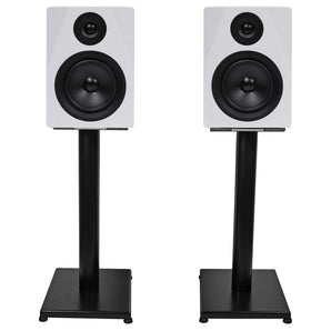 Pair Rockville APM5W 5.25" 250 Watt USB Studio Monitor Speakers+Black 21" Stands