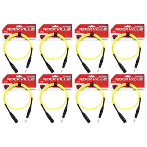 8 Rockville RCXMB3-Y Yellow 3' Male REAN XLR to 1/4'' TRS Balanced Cables