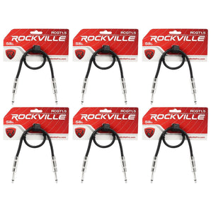 6 Rockville RCGT1.5B 1.5'  1/4" TS to 1/4'' TS Guitar/Instrument Cable