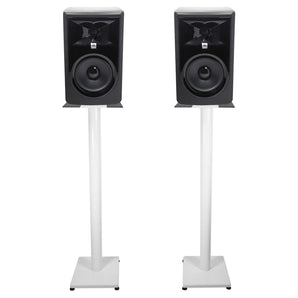 (2) JBL 306P MkII 6" Powered Studio Monitor Monitoring Speakers+White 37" Stands