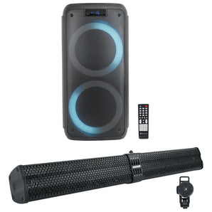 Kicker 47KPB2 KPB2 34" Bluetooth Soundbar For ATV/UTV/RZR+Dual 8" Party Speaker