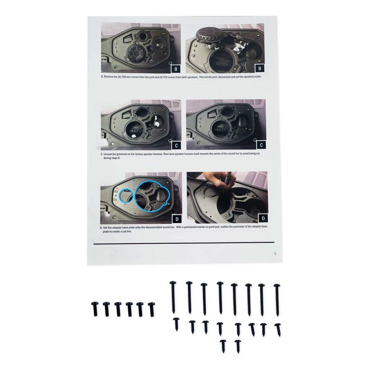 6.5" Overhead Soundbar Speaker Adapters For Jeep Wrangler JL