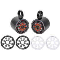 Pair KICKER 45KM654L 6.5" 390w Black Marine Wakeboard Tower LED Boat Speakers