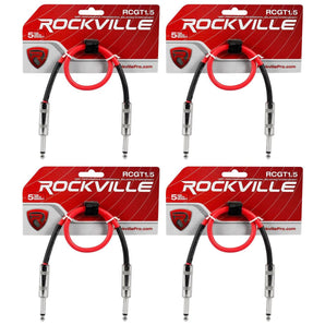 4 Rockville RCGT1.5R 1.5'  1/4" TS to 1/4'' TS Guitar/Instrument Cable