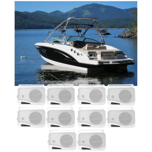 (10) Rockville HP4S-8 4" Marine Box Speakers with Swivel Bracket For Boats