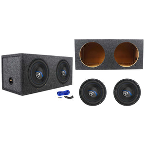 (2) Rockville K5 W12K5S2 12" 1400 Watt Car Subwoofers+Sealed Sub Box Enclosure