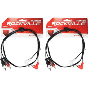 2 Rockville RCDR3R 3' Dual Mono Right Angle RCA to Straight RCA Cable 100%Copper