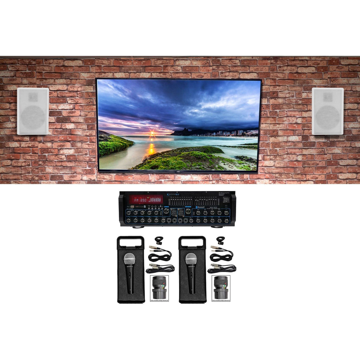 Technical Pro MM2000BT Bluetooth Karaoke Machine System+(2) 5.25" White Speakers