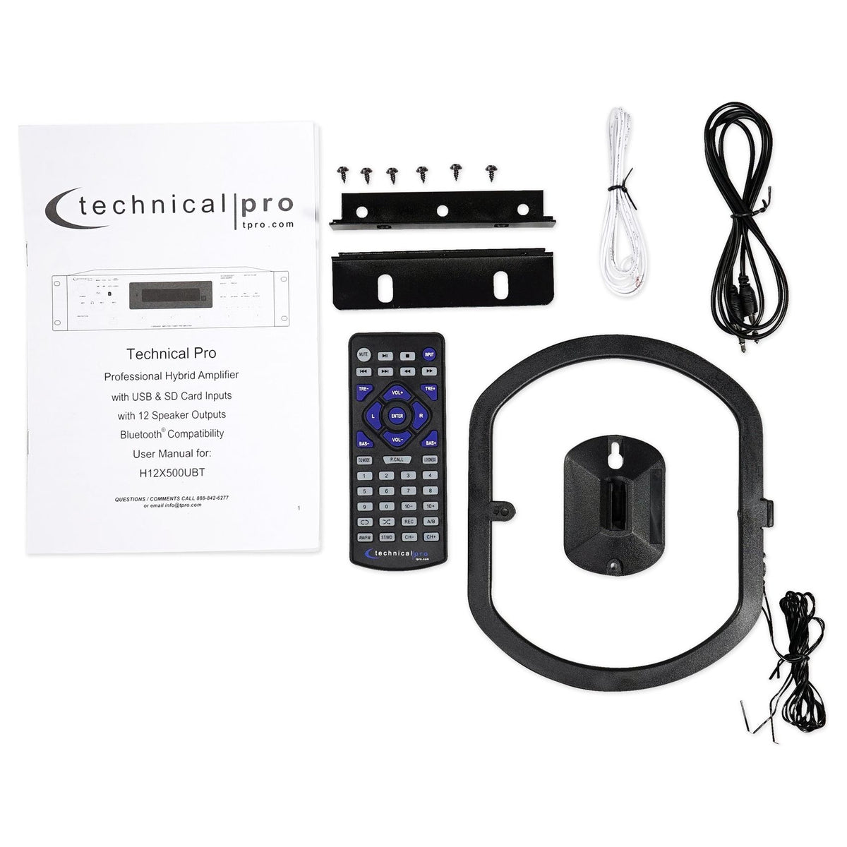 6-Zone Receiver with (4) Pairs of Black 5.25" Indoor/Outdoor Speakers, Commercial Package