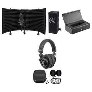Audio Technica AT4033A Condenser Microphone+mount+Cover+Case+Headphones+Shield