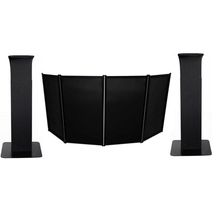 (2) RTP82B 8 ft Adjustable Totem Style DJ Speaker Stands+Facade Booth