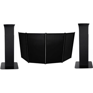 (2) Rockville RTP82B 8 ft Adjustable Totem Style DJ Speaker Stands+Facade Booth