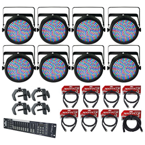 8 CHAUVET SLIMPAR64 Slim Par Can Lights+Obey10 Controller+8 DMX Cables+8 Clamps