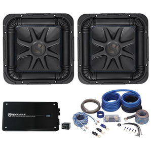 2) Kicker L7S104 10" 1200w 4 Ohm Solo Baric L7S Car Subs+1500w Amplifier+Amp Kit