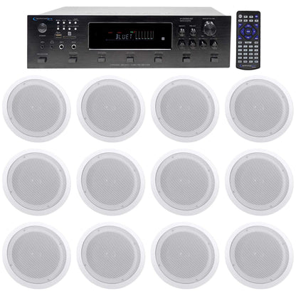 H12X500UBT 6-Zone Receiver + (12) White 8 In Ceiling Speakers