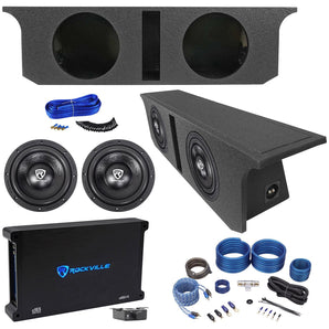 2) Rockville 10" Subwoofers+Sub Box+Amplifier For 2007-2016 Jeep Wrangler 4-Door