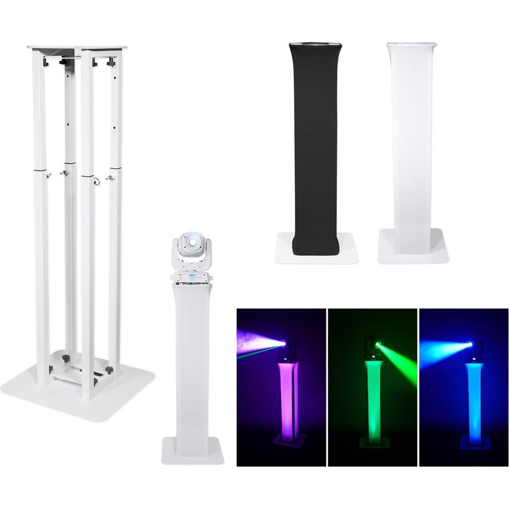 (2) Totem Light Stands+Black+White Scrims For Chauvet Q-Spot 260 LED Moving Heads