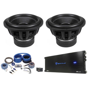 (2) Rockville Destroyer 15D1 15" Competition Car Audio Subwoofers+Mono Amplifier