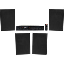 RCS80-1 60W Amplifier + RockSlim 70B Black Wall Speakers 4-Pack Bundle