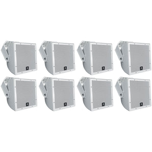 (8) JBL AWC82 8" White Indoor/Outdoor 70V Surface Mount Commercial Speakers