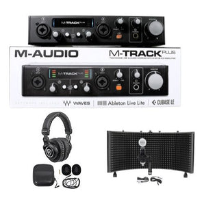 M-Audio M-TRACK PLUS 2-Ch Audio/MIDI Recording Interface+Headphones+Mic+Shield