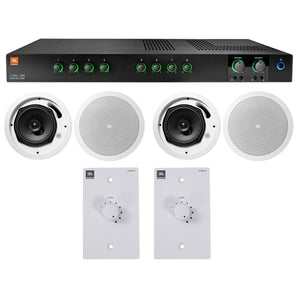 JBL CSMA280 Commercial Amplifier+4) 6.5" White Ceiling Speakers+2) Wall Controls