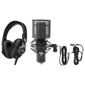 AKG K371 Over-Ear Oval Closed-Back Studio Headphones+Condenser Recording Mic