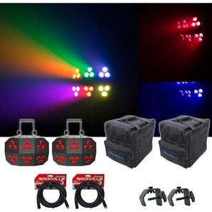 (2) Chauvet DJ Wash FX 2 DMX Eye Candy Effect Dance Floor Lights+Bags+Cables