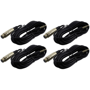 (4) Peavey PV 15' XLR TO 1/4" Mic Cables - 100 % Copper/Top Quality