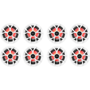 (8) Rockville RKL65MBW 6.5" 700w Marine Boat Speakers w/LED+Black/White Grilles