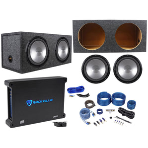 (2) Kenwood KFC-W12PS 12" 1000w Subwoofers+Sealed Sub Box+Amplifier+Amp Wire Kit