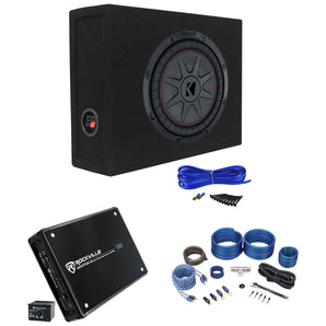 Kicker 48CWRT102 COMPRT10 800w 10" Slim Subwoofer+Sub Box+Mono Amplifier+Amp Kit