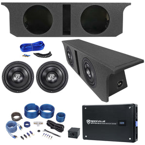 (2) Rockville 10" Subwoofers+Enclosure+Amp For 2007-2016 Jeep Wrangler 4-Door