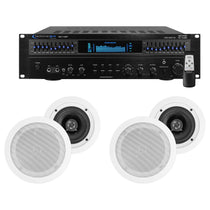 Home Theater Amplifier Receiver + (4) 5.25" White Ceiling Speakers