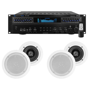 Technical Pro Home Theater Amplifier Receiver+(4) 5.25" White Ceiling Speakers