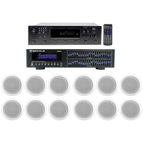 6-Zone Receiver with (6) Pairs of White 6.5" In-Ceiling Speakers, Commercial Package