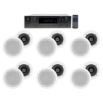 H12X500UBT 6-Zone Receiver + (12) White 5.25 In Ceiling Speakers For Restaurant/Bar
