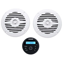 KMC2 Gauge Hole Digital Media Bluetooth Receiver+(2) 5.25" White Speakers