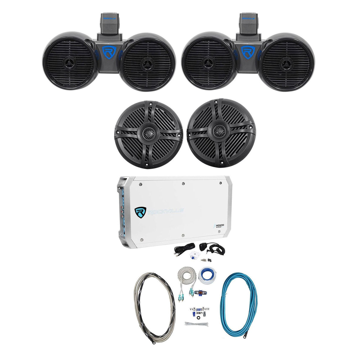 Dual 6.5" Wakeboards+(2) 6.5" Speakers+6-Channel Amplifier+Amp Kit