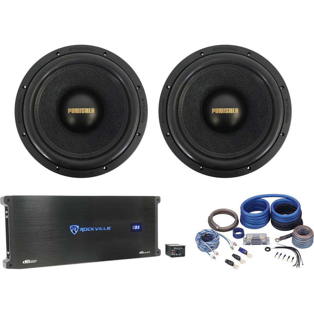 Punisher 12D1 2-Pack + dBcomp4 Mono Amplifier Bundle