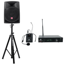 RPG12 12" Powered 800 Watt 2-Way PA Speaker System+Headset Microphone