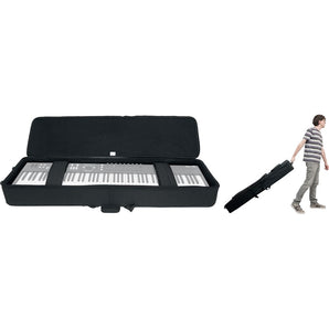 Rockville 76 Key Keyboard Case w/Wheels+Trolley Handle For Roland AX-Synth