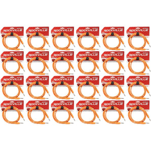 24 Rockville RCTR110O Orange 10' 1/4'' TRS to 1/4'' TRS  Cable 100% Copper