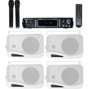Rockville Hybrid Bluetooth Karaoke Home Theater System+(4) 4" Speakers+(2) Mics