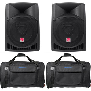 (2) Rockville RPG12 12" Powered 1600 Watt DJ PA Speakers+Weatherproof Carry Bags