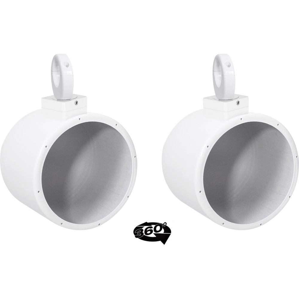 MAC80W 7.7" 360 Degree Swivel White Aluminum Wakeboard Tower Speaker Pods
