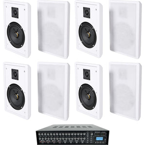 Rockville ROCK MATRIX Multi Room Home Receiver+8) 5.25" Slim White Wall Speakers