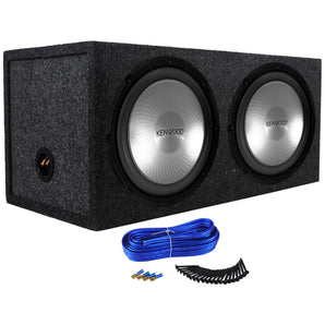 (2) Kenwood KFC-W12PS 12" 2000w Car Audio Subwoofers+Sealed Sub Box Enclosure