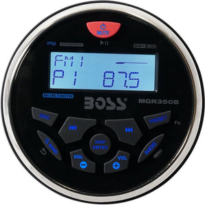 Boss Audio MGR350B 3" Gauge Hole Marine Bluetooth MP3 Stereo Radio Boat Receiver